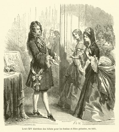 Louis XIV verteilt Eintrittskarten für Feste und galante Feiern, 1664 von French School